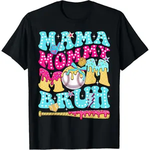 Funny Graphic Tee | Trendy Pumpkin Patch Outfit Graphic Tees Men’s ShirtsMama Mommy Mom Bruh Baseball Drip Ice Cream Mother's Day T-Shirt