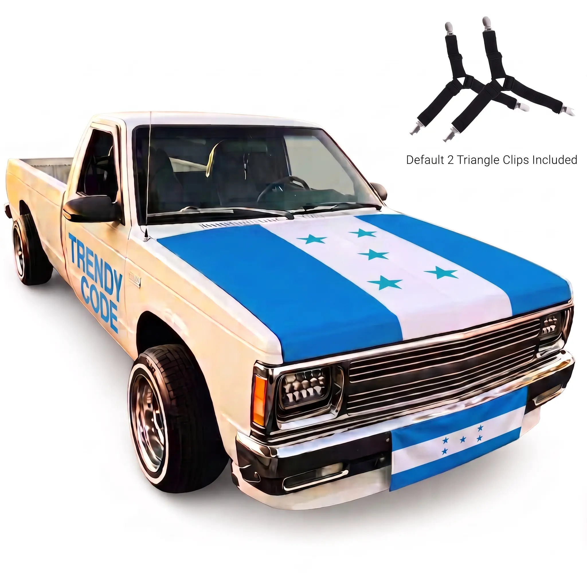 Honduras Flag Car Hood Cover - 4x5ft Honduran Pride Exterior Accessory with 2 Triangle Fasteners - Machine Washable Stretch Fabric for Parades, Independence Day & Cultural Events - Universal Fit