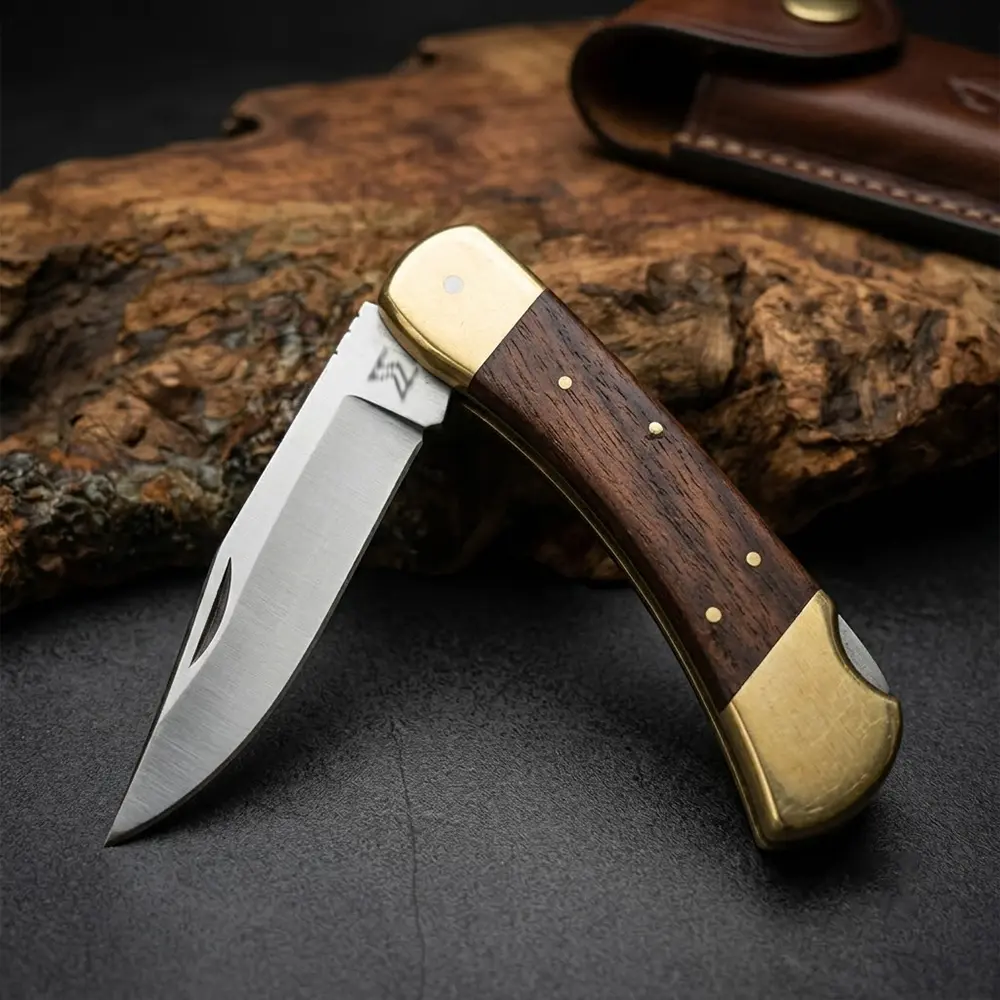 MazeDaze Foldable Multi-Purpose Utility Tool - Artisan Wooden Handle, Lockback Blade, Pocket Carry EDC, Outdoor Multifunctional Tools, Survival Equipment, Outdoor Survival Gear for Hiking, Camping