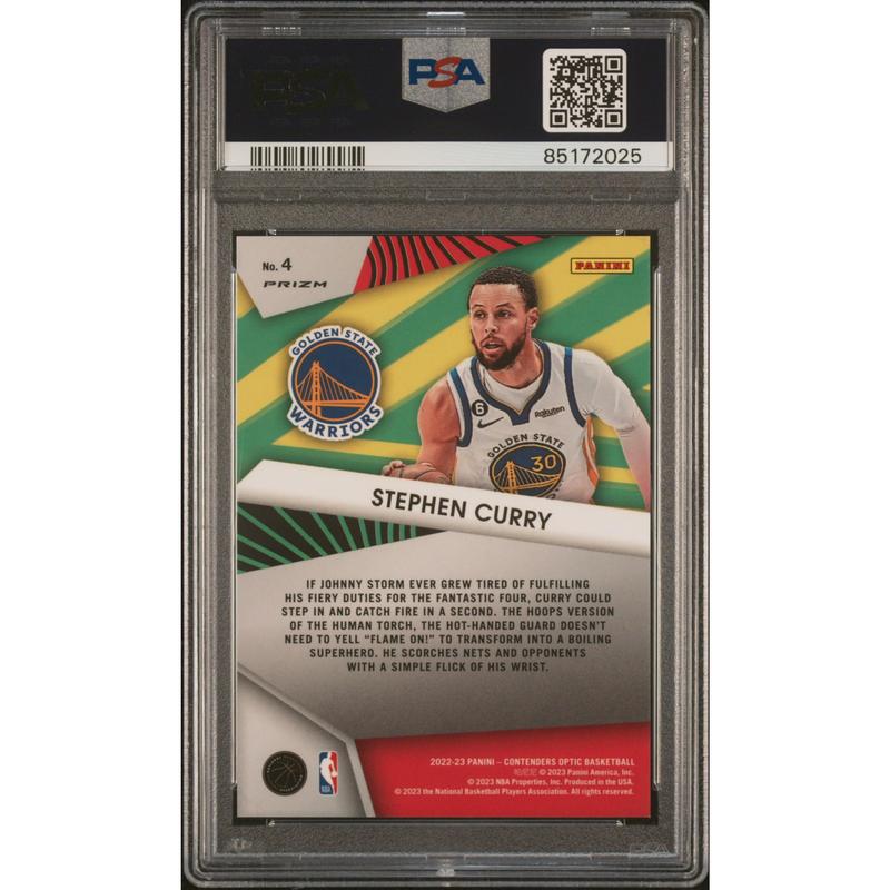 Stephen Curry PSA 2022 Panini Contenders Optic Illusion Red Cracked Ice 10