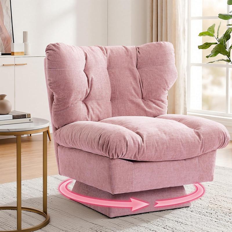 Garvee Oversized Pink Chenille Swivel Accent Chair with 360° Rotation, Thick Cushion, and Cozy Upholstery for Living Room, Bedroom, or Office, Supports up to 300 Lbs