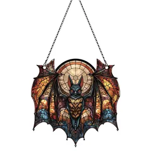 Azaad Apparel Vampire Bat Halloween Ornament Acrylic Window Hanging; Gift For Vampire Lovers Gift, Halloween Home Wall Hanging Decor, Halloween Decorations