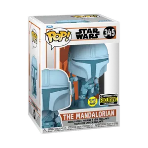 Funko Pop! Star Wars - The Mandalorian (Hologram) (Glow) #345 Exclusive (Sticker may vary) Collectible Pop Vinyl Figure