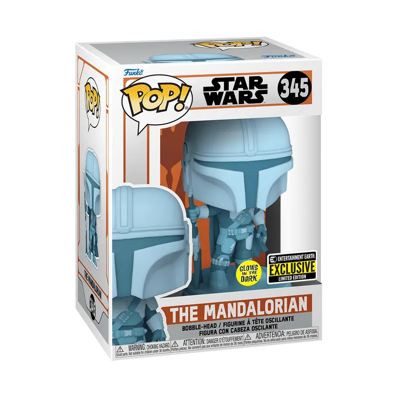Funko Pop! Star Wars - The Mandalorian (Hologram) (Glow) #345 Exclusive (Sticker may vary) Collectible Pop Vinyl Figure