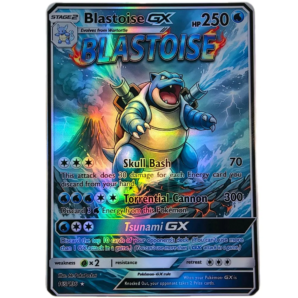 Blastoise GX - King of the Turtles - Rainbow Holo Fan Art