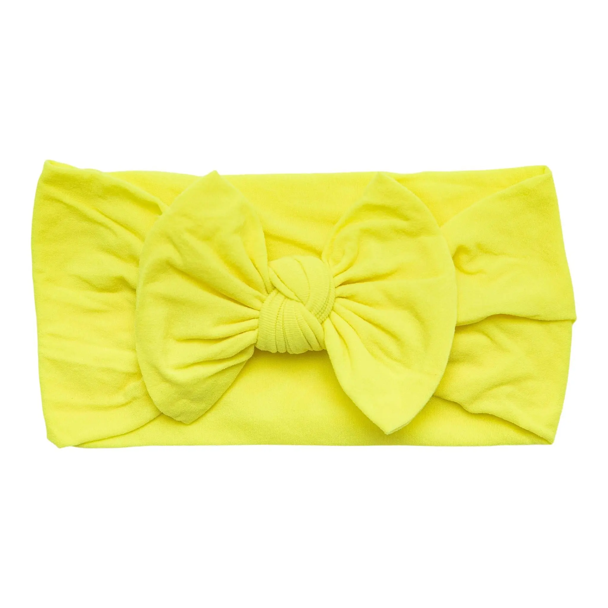 Bright Yellow Nylon Bow Headwrap-Elegant Headbands for Toddlers & Kids-Girls Hair Accessories for Girls- Kids Fashion