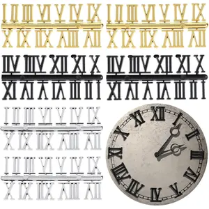 6 Sets Clock Numerals Kit, Roman Numbers DIY Digital Clock Number Wall Clock’s Hands Accessories Face Making Parts for Design Repair Replacement DIY Digital Clock’s Numbers (Gold, Silver, Black)