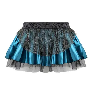 Skirt Women's Plus Size Steampunk Costume Pirate Medieval Renaissance Sexy Lace Short Multi Layer Skirts Outfits Elegant High Waist Summer Black Blue
