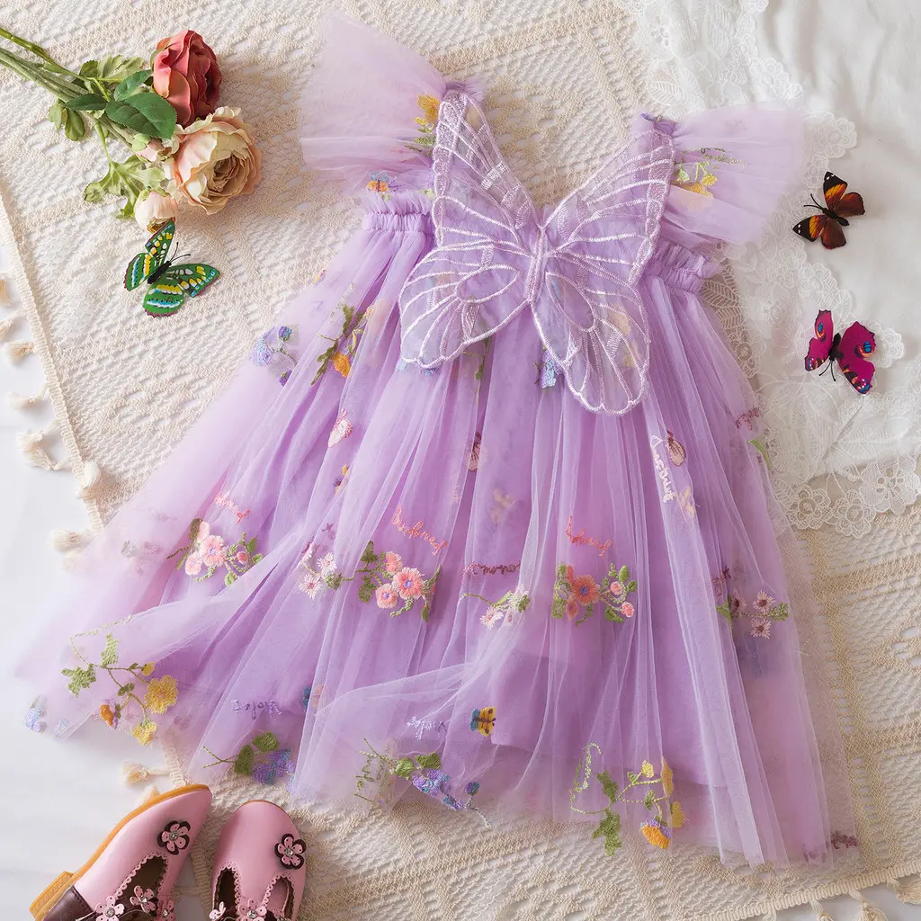 Red Christmas Dress for Girls 1 to 5 Years New Year Party Costume Ruffles Fairy Flower Summer Butterfly Dress Xmas Outfits