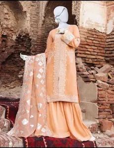 Junaid Jamshed J. Peach Lawn Three Piece Stitched