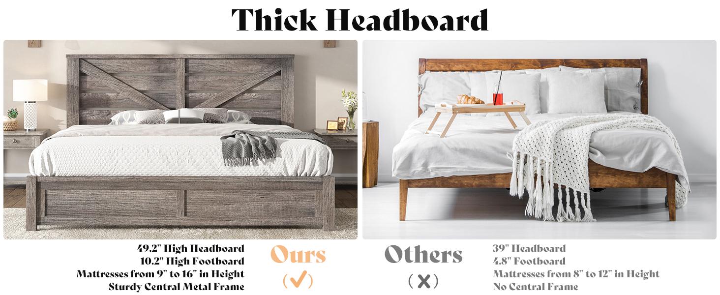 AMERLIFE  Farmhouse Bed Frame with 49.2" Barn Door Headboard, Platform Bed Frame with Wood Slats, Under Bed Storage Space, Noisy Free, Easy Assembly/Best Gift Ideas/Christmas Gifts