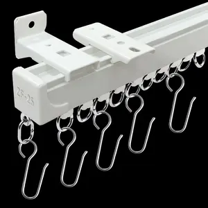Curtain Tracks Ceiling Wall Mounted Room Divider Curtain Rods Track Ceiling Curtain Track or Wall 6 FT with Hooks Curtain Tracks White Suitable for Living Room Bedroom Bathroom