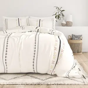 Natural Geo Lines Pattern 3-Piece Duvet Cover Set
