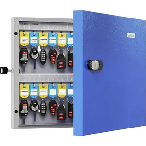 48 Key Lock Box, Wall Mounted Key Cabinet with 3-Digit Combination Lock & Backup Key, Key Storage Box for School, Office, Rental, Property Management, Include Key Tags