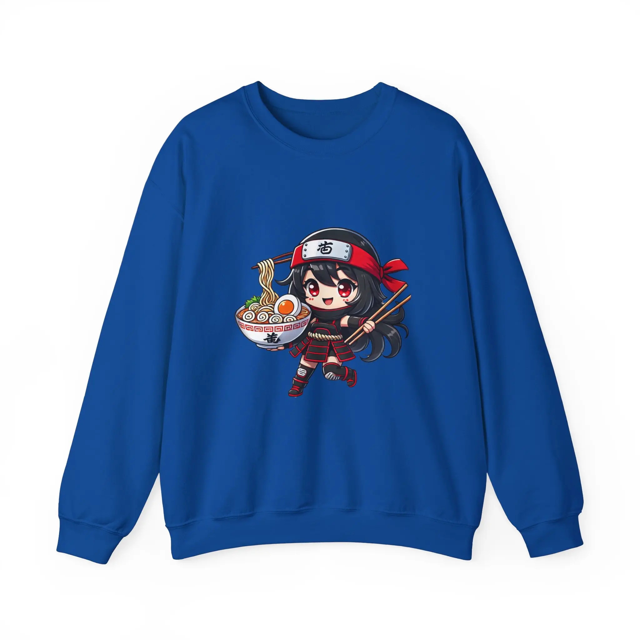 Ninja Girl Ramen Sweatshirt, Japanese Anime Sweater, Cute Kawaii Jumper, Oversized Pullover, Asian Noodle Top, Streetwear Fashion, Cosplay