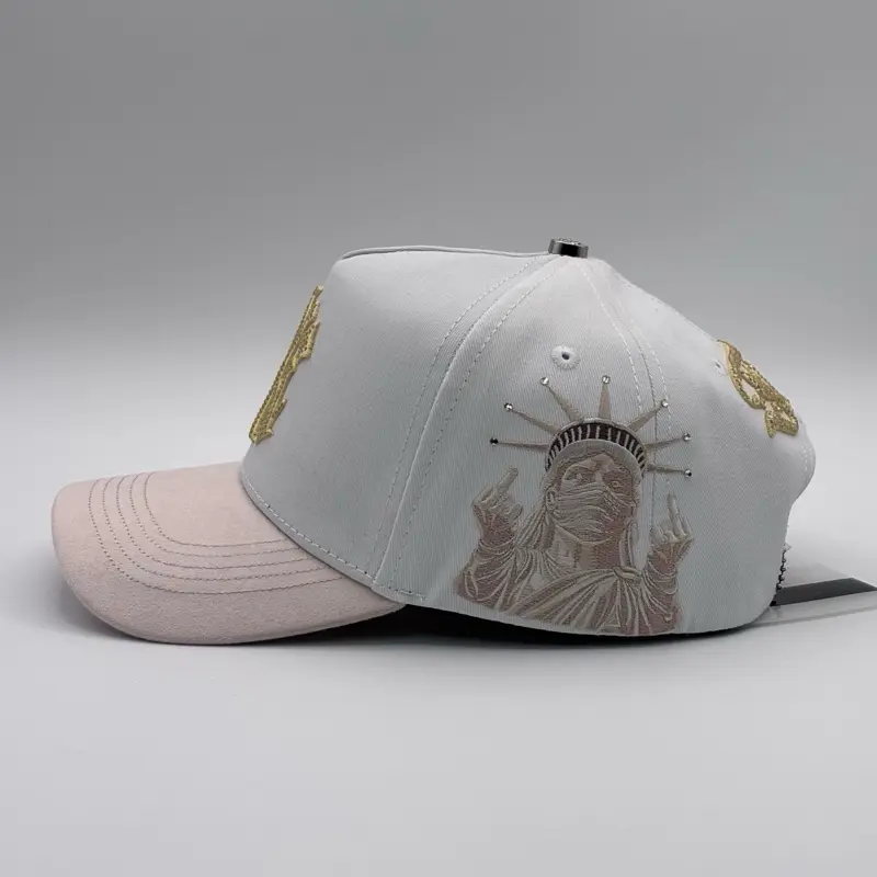 Hat N Y F*ck White Beige Crystals Change colors