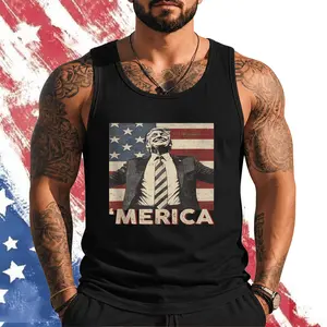 Merica Trump USA American Flag 4th of July Patriotic Tank Top