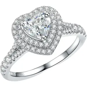 Moissanite engagement ring, D color clarity, 1.2-1.7 carats, 925 sterling silver plated with 18K platinum, cushion/heart/oval/princess cut women's engagement ring is an excellent gift