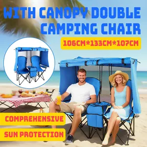 Portable Folding Camping Chair with Sunshade - Heavy-Duty Oxford Fabric and Windproof Canopy, Lightweight Stackable Outdoor Chair for Beach, Picnic, Fishing, Travel - Compact Portable Chair with Storage Bag Design