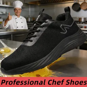 Comfortable Men's Kitchen Chef Shoes Non-slip Waterproof Oil-resistant Lightweight and Breathable Work Footwear Ideal for Long-hour Standing in Restaurant Kitchens and Catering Cooking Jobs