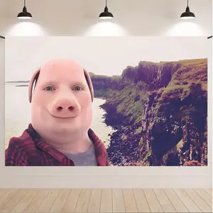 Funny John Pork Poster Tapestry, TikTok Trending Meme Room Decor, HD Print Polyester Wall Hanging