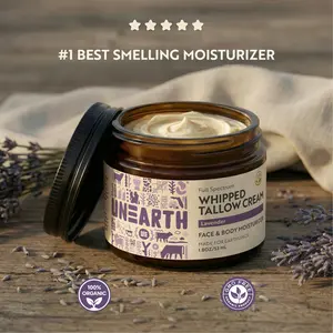 Unearth Organics Lavender Whipped Tallow Balm | Night Repair for Acne & Sensitive Skin | 7 Ingredients
