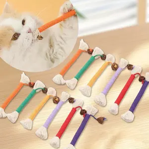 Set Of 12 Pet Herb Toys for Indoor Kitten Cat Chew Silvervine for Molar Scratch Interactive Cat Rope for Cleaning Teeth Cat Dental Stick Cat Treat Kitty Self Play Cat Kick