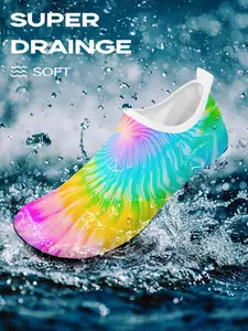 Unisex Rainbow Pattern Water Shoes, Quick-dry Aqua Shoes for Women & Men, Non Slip Beach Yoga Pool Camping Shoes