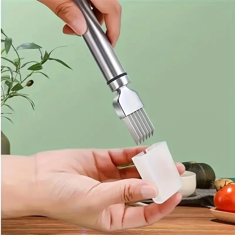 1pc Stainless Steel Manual Onion Chopper & Vegetable Slicer - Multi-Functional Kitchen Tool with Ergonomic Handle for Precise Slicing, Dicing, Shredding of Onions, Cucumbers, Tomatoes - Effortless Cleaning, No Electricity Needed, Onion Slicer And Chopper,