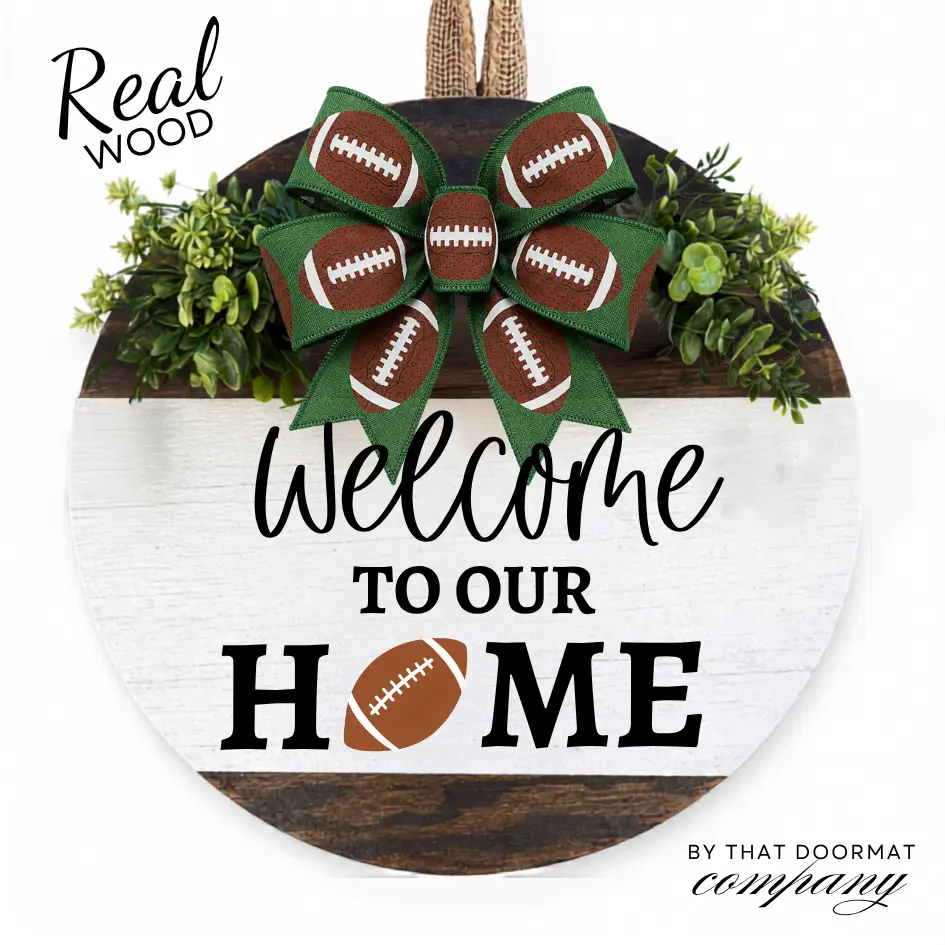 Front Door Decor, Football Decorations, Front Door Wreath, Welcome To Our Home, Front Door Sign, Welcome Door Hanger, Year Round Door Hanger, Home Decor