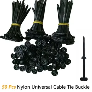 50PCS Nylon Universal Cable Tie Buckle Latest Upgraded Multi-Purpose Plastic Cable Tie Tool Holder for Daily Maintenance And Fixing Of Automobiles High Temperature And UV Resistant Used