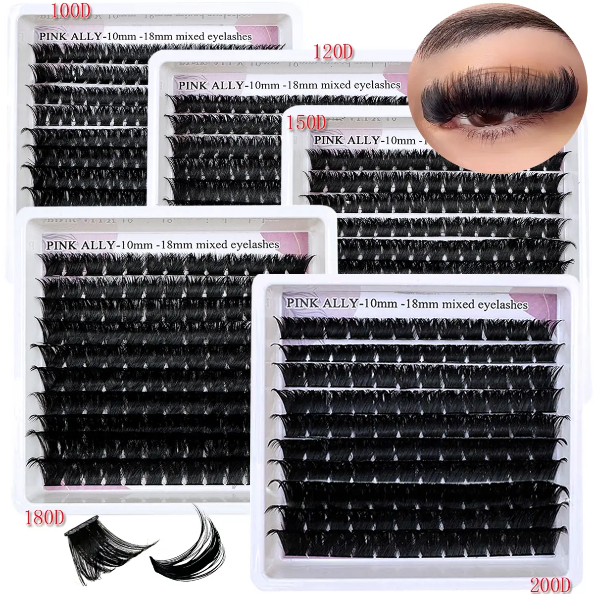 100D/120D/150D/180D/200D Single Cluster Synthetic Mink Eyelashes, D Curl Mixed Lengths, DIY Dramatic Lashes, Easy Home Application, Fluffy Lash Clusters