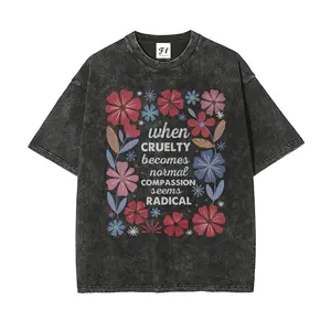 Menswear Oversized Cotton Round Neck Soft Shortsleeve Top, Stretch Vintage Washed Fabric, Graphic Streetwear Casual T-Shirt - Radicalized by Basic Decency, Feminist Activist Gift for Liberals