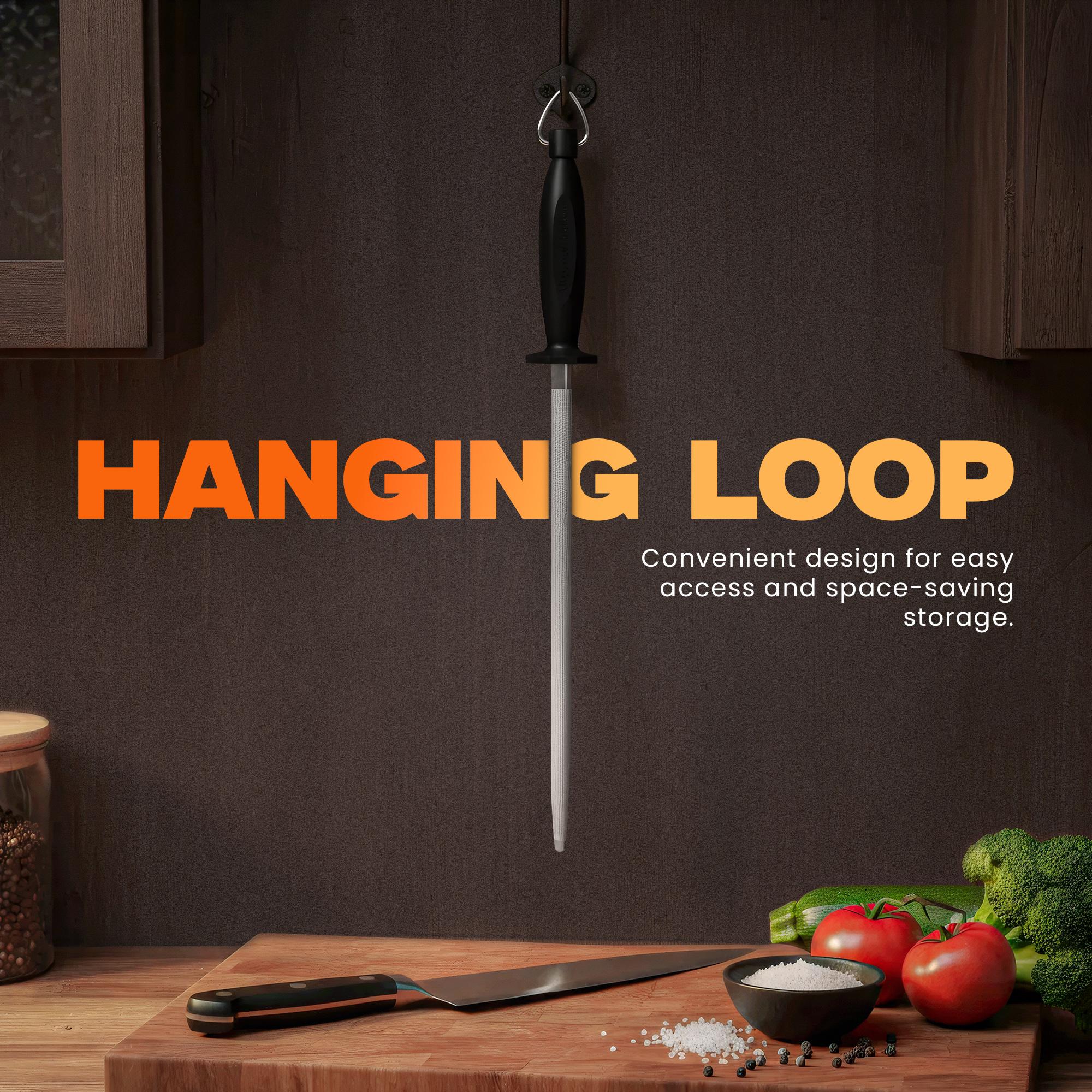 Kichly Carbon Steel Knife Sharpener Rod - Kitchen Tool for Home Users to Keep Knives Razor Sharp