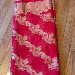 Dolasilk Saree - Vibrant Red with Gold Embroidery and Intricate Floral Patterns for Festive Wear