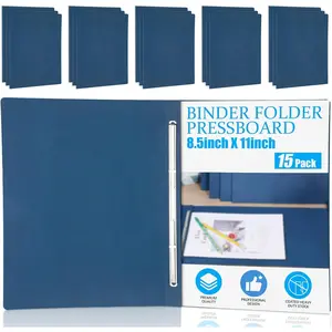 15 Packs 8.5'' x 11'' Pressboard Report Covers, Metal Prong Fastener with Compressor, Letter Size 3'' Capacity Presentation Report Folder to Neatly Bind Reports, Proposals, Documents(Blue)