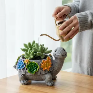 Resin Sea Turtle Decorative Pot – Cute Turtle-Shaped Resin Flower Pot for Succulents, Indoor/Outdoor Home Decor, Desk Accessory, Unique Gift for Plant Lovers