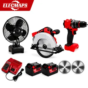 ELECMAPS Brushless Power Tool Set Includes A Cordless Drill, Fan, Circular Saw And Saw Blade,  It Is Compatible With 18V Batteries And Suitable For Wood Cutting, Furniture Assembly, Home Repairs, Workshop Processing, Outdoor Work, And DIY Projects.