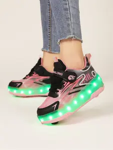 New Four-Wheel Inline Skates for Adults, Button-Adjustable, Textile Upper, Unisex Dual-Roller Skate Shoes for Kids and Students