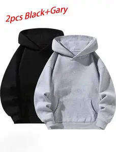 Men's spring, autumn and winter hoodie, classic and simple pullover hoodie, long sleeves with pockets, casual and sporty basic top, unisex, men's clothing, casual loose sweatshirt.