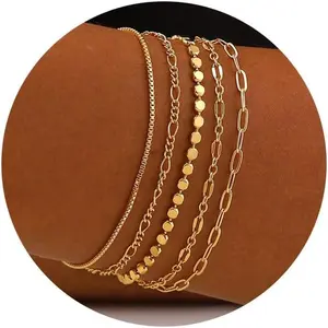 NECOCY 5 Layered Bracelets for Women-Dainty Trendy Waterproof Bracelet Set -Stack Simple Thin Bracelet Jewelry Gift for Fashion