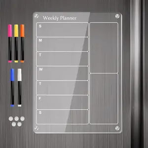 Acrylic Menu Board - Clear Dry Erase Board Fridge Planner, Schedule Planner/To Do/Grocery List for Refrigerator