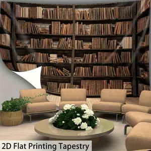 1pc Extra Large Vintage Library Bohemian Tapestry - Antique Bookshelf Design in Brown/Beige/ - HD Digital Printing Wall Hanging Decor for Living Room, Home Office, Library - Easy Hang with Clips - No Installation Needed - Polyester Fabric Wallpaper Altern