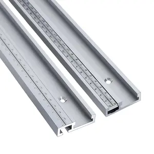 T-track with Scale for Woodworking, Double Cut Profile Universal with Predrilled Mounting Holes Aluminum Alloy T-Slot, Router Track Table Saw Slot Fence Chute DIY Tools