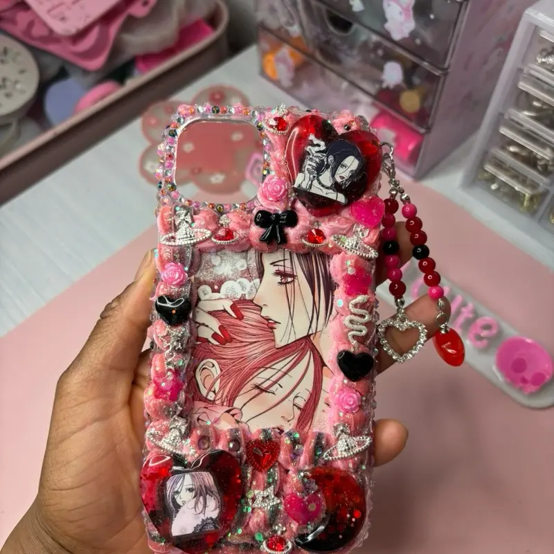 Cute kawaii pink black red anime decoden phone case! Smartphone Protective Casing