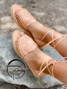 Camila Lace Up Tan  - Huarache Tejido Artesanal Mexicano