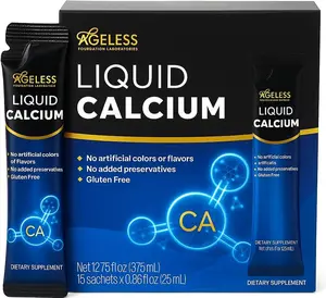 Ageless Foundation Laboratories Liquid Calcium Supplement with Sea Bass Extract Vitamin D8 High Absorption Bone Strength Natural Flavor Gluten Free 25 ml 15 Count