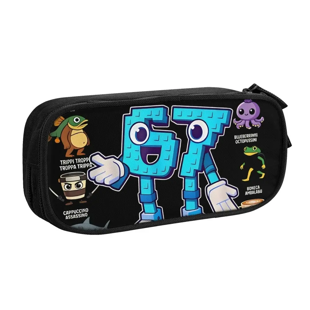 Custom Korean 67 Italian Brainrot Six Seven Pencil Cases for Mens Womens Teens Large Capacity Pen Bag Box Stationery