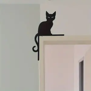 Halloween Glow-In-The-Dark Cat Silhouette Wall Decor, Spooky Shadow Art for Windows & Porches, Haunted House Decoration