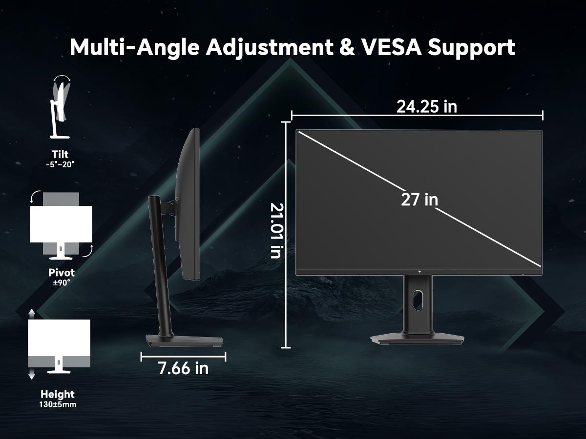 KTC 27" 1080P FHD 240Hz Gaming Monitor, Fast IPS Computer Monitor with Adaptive Sync, HDR10, Height Pivot Tilt Adjustable, Vesa Mount, HDMI/DP/USB, H27F7
